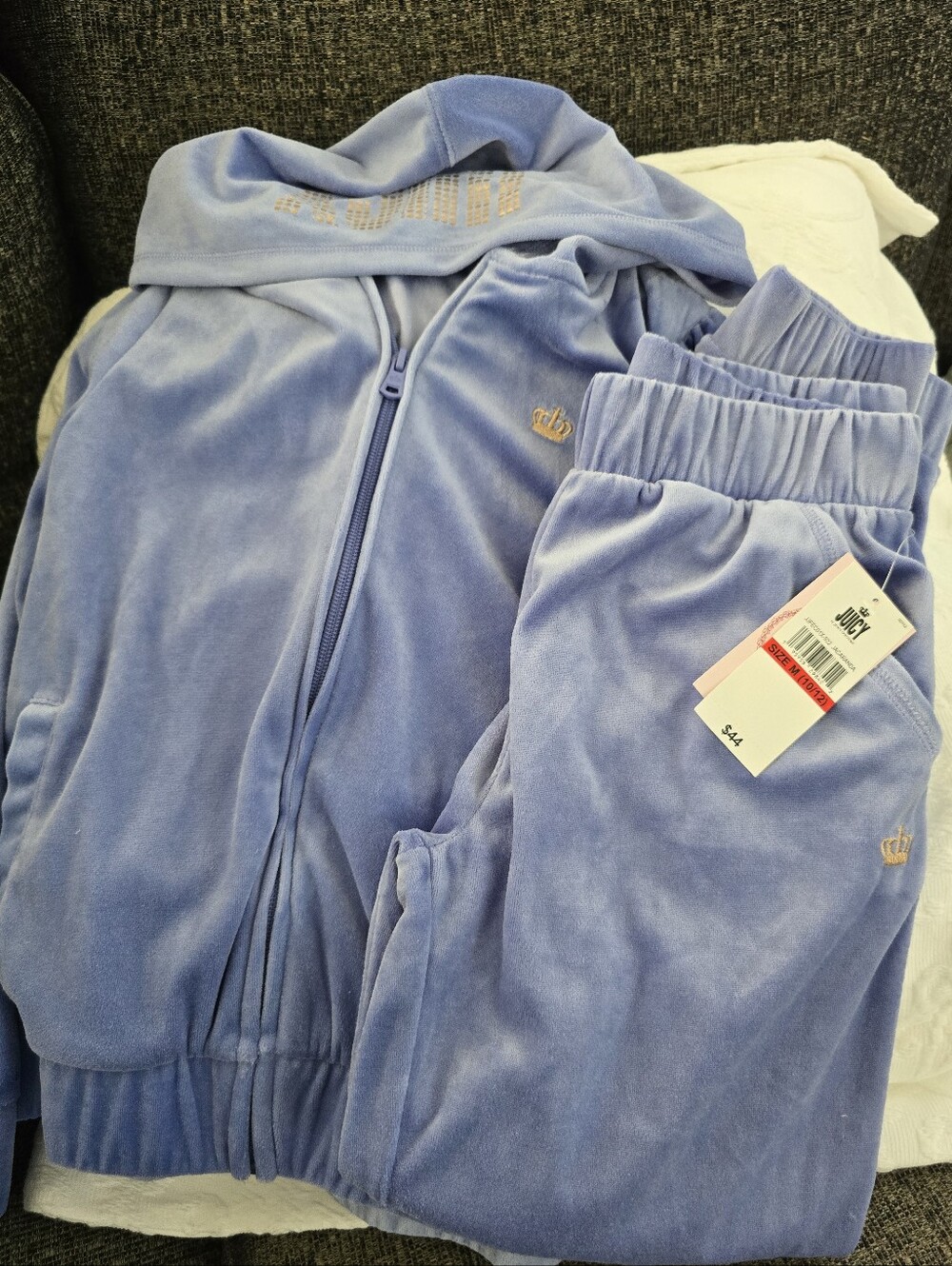 Juicy Couture Periwinkle Velour Zip Track Set